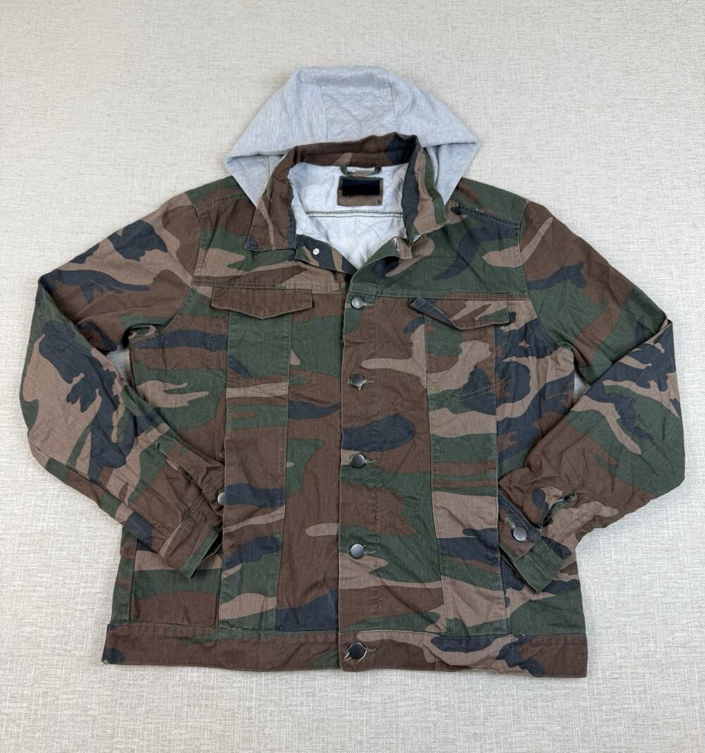 Nomad Men’s Medium Camo Hooded Trucker Jacket Cotton Military Hunting